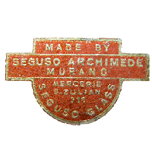 Archimede Seguso Murano glass foil label.