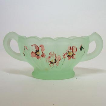 (image for) Bagley #3173 Art Deco Painted Green Glass 'Evesham' Bowl