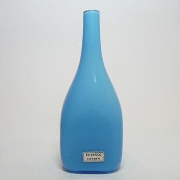 (image for) Ekenas Glasbruk Swedish Blue Cased Glass Vase - Labelled