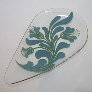 (image for) Chance Bros Turquoise Glass Canterbury Plate/Dish 1971