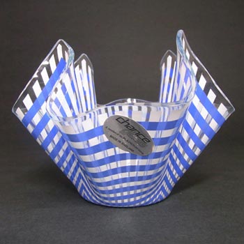 (image for) Chance Bros Blue Glass "Gingham" Handkerchief Vase 1977
