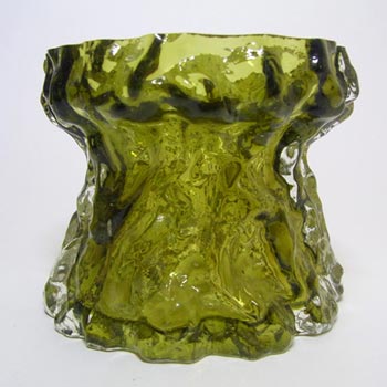 (image for) Ingrid/Ingridglas 1970s Green Glass Bark Textured Vase