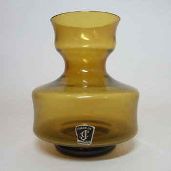JC 1970's Scandinavian Amber Glass Vase - Labelled