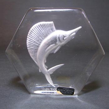 (image for) Kosta Boda Glass Fish Paperweight - Signed + Labelled