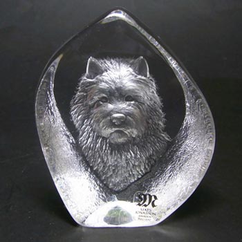 (image for) Mats Jonasson #3699 Glass Paperweight Dog Sculpture - Signed