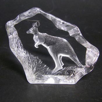 (image for) Mats Jonasson #88141 Glass Kangaroo Paperweight - Signed/Label