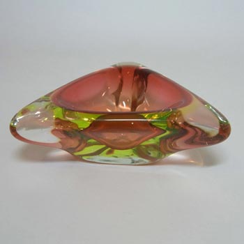 (image for) Arte Nuova Murano Sommerso Red & Uranium Green Glass Bowl