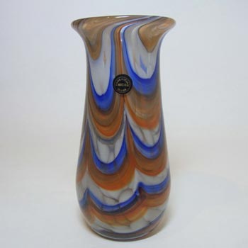 (image for) Phoenician Maltese Orange + Blue Glass Vase - Signed