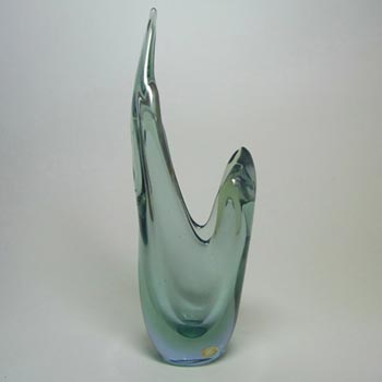 (image for) Skrdlovice #5515 Labelled Green Glass Vase by A. Marošová