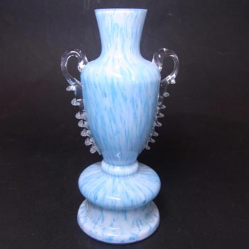(image for) Welz Bohemian Blue & White Spatter Glass Trophy Vase
