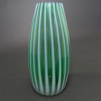 (image for) Harrachov Czech Green Opalescent Glass Vase by Milan Metelak