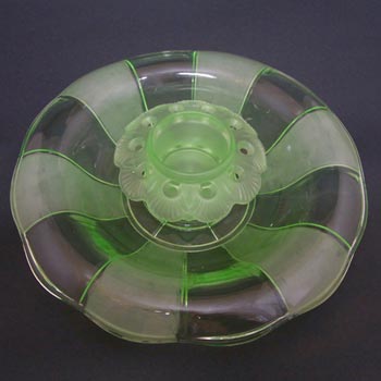 (image for) Walther Art Deco Uranium Glass 'Gorlitz' Bowl & Frog