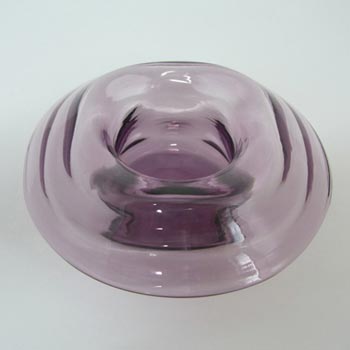 (image for) Thomas Webb Amethyst Glass 'Venetian Ripple' Posy Bowl - Marked