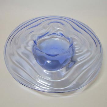 (image for) Thomas Webb Blue Glass 'Venetian Ripple' Vase - Marked