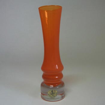 (image for) Sea Glasbruk 1970's Swedish Orange Glass Vase - Label