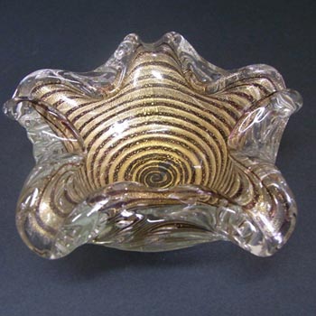 (image for) Barovier & Toso "Zebrati" Murano Gold Leaf Glass Bowl