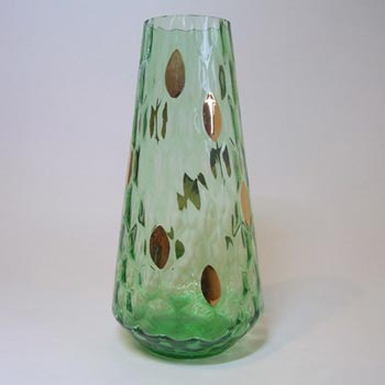 (image for) Borske Sklo 1950's Green Glass Optical 'Honeycomb' Vase