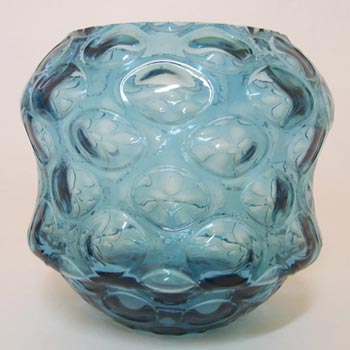 (image for) Borske Sklo 1950's Blue Glass Optical 'Olives' Vase