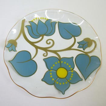 (image for) Chance Bros Turquoise Glass 'Lotus' Plate/Dish 1973