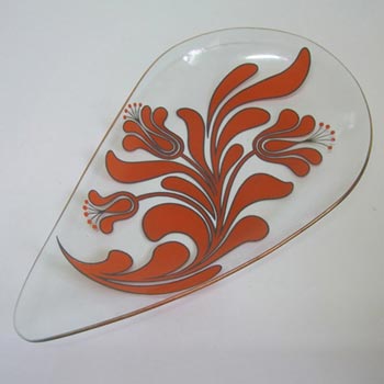 (image for) Chance Bros Orange Glass Canterbury Plate/Dish 1971