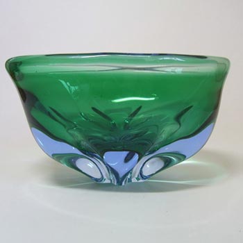 (image for) Chřibská #150/4/15 Czech Green & Blue Glass Bowl