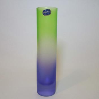 (image for) Czech/Bohemian Blue + Green Glass Vase - Labelled