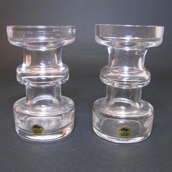 (image for) Pair of Ekenas Swedish/Scandinavian Glass Candlesticks