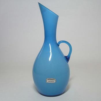 (image for) Ekenas Swedish/Scandinavian Blue Cased Glass Vase/Label