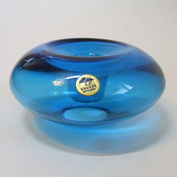 (image for) Ekenas Swedish Blue Glass Candlestick Holder - Labelled