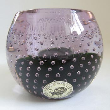 (image for) Galliano Ferro Murano Green & Lilac Glass Bullicante Candle Holder - Label