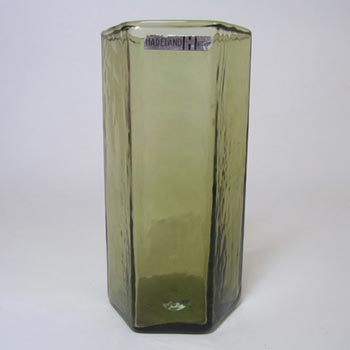 (image for) Hadeland Scandinavian 70's Green Glass Vase - Labelled