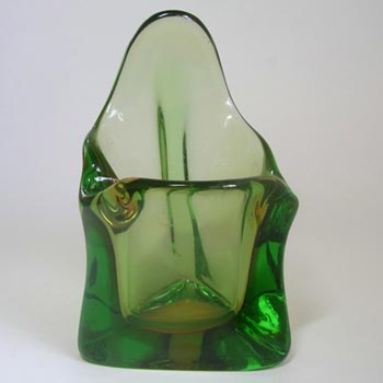 (image for) Harrachov Czech Amber & Green Glass Vase #15/2966