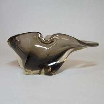 (image for) Harrachov Czech Smoky Glass Sculpture Bowl #5/3576