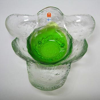 (image for) Humppila Green Glass Bowl by Pertti Santalahti - Signed