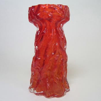 (image for) Ingrid/Ingridglas 1970's Red Glass Bark Textured Vase