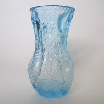 (image for) Ingrid/Ingridglas 1970's Blue Glass Bark Textured Vase