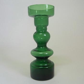 (image for) Japanese Green Hooped Art Glass Vase - Japan Label