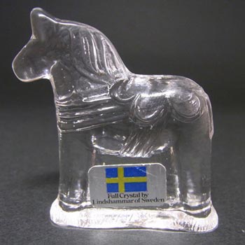 Lindshammar Swedish Glass Horse Paperweight - Labelled