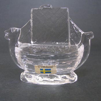(image for) Lindshammar Swedish Glass Ship Paperweight - Labelled