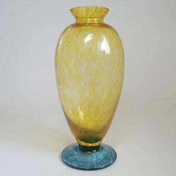 Lindshammar Swedish Amber + Blue Glass Vase - Labelled