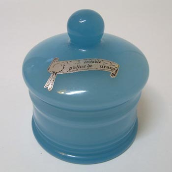 (image for) V Nason Blue Opaline Murano Glass Labelled Trinket Pot