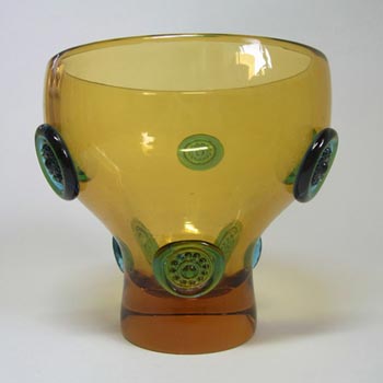 (image for) Prachen 1970s Amber + Blue Glass Vase - Josef Hospodka