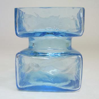 Vintage Square Hooped Blue Textured Glass Vase