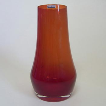 Riihimaki / Riihimaen Lasi Oy Red Glass Vase - Labelled