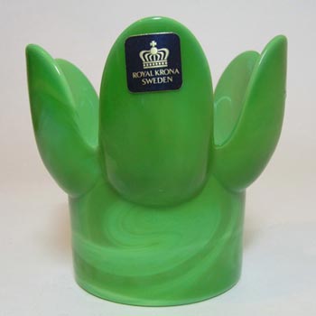 (image for) Royal Krona Swedish Green Glass Candle Holder - Labelled