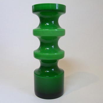 (image for) Alsterfors #S5014 Per Ström Green Hooped Cased Glass Vase
