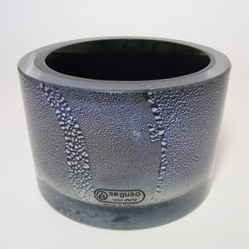 (image for) Seguso Vetri d'Arte Black Glass + Silver Leaf Bowl - Labelled