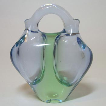 (image for) Skrdlovice #6242 Czech Blue & Green Glass Vase by Ladislav Palecek