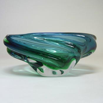 (image for) Skrdlovice #5199 Czech Blue & Green Glass Bowl by Jan Beránek
