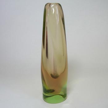 (image for) Skrdlovice #5568 Czech Amber & Green Glass Vase by Maria Stahlikova